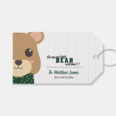 男の赤ちゃんベアーグリーン&金ゴールド ギフトタグ (正面(横))