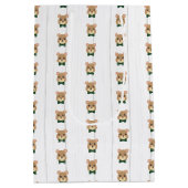 男の赤ちゃんベアーグリーン&金ゴールド ミディアムペーパーバッグ (裏面)