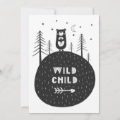 男の赤ちゃんベアーブラック&ホワイトベビーシャワー 招待状 (裏面)