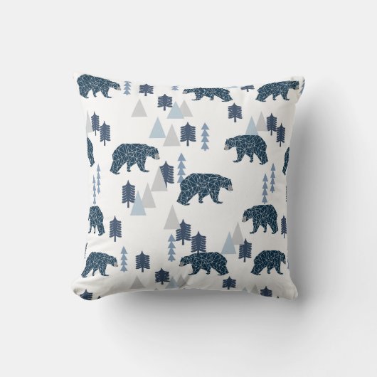 男の赤ちゃんベア海軍とグレー子供部屋 クッション (正面)