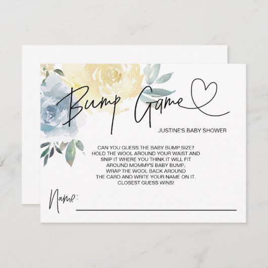 男の赤ちゃんベビーシャワーゲームのバンプ推測カード エンクロージャーカード (正面/裏面)