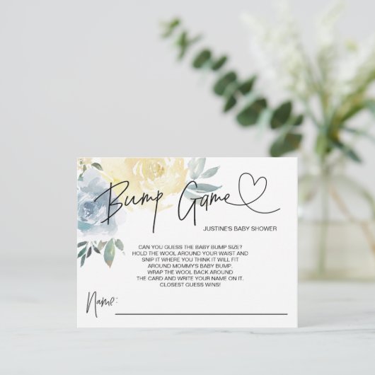 男の赤ちゃんベビーシャワーゲームのバンプ推測カード エンクロージャーカード (スタンド正面)