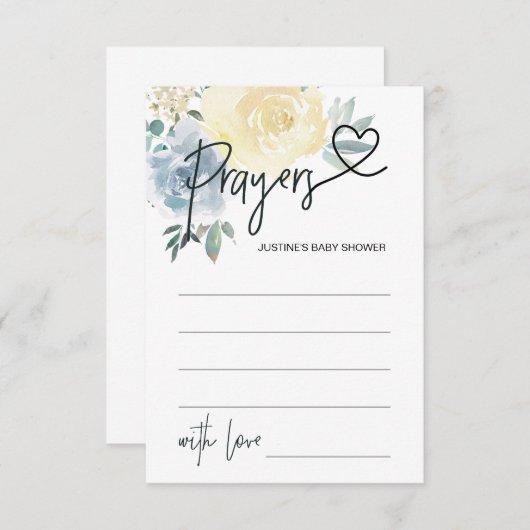 男の赤ちゃんベビーシャワーゲーム祈りの言葉カードハート エンクロージャーカード (正面/裏面)