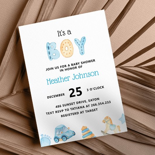 男の赤ちゃんベビーシャワー招待状 招待状