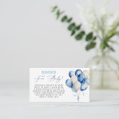 男の赤ちゃんベビーシャワー用青風船のクマ帳 エンクロージャーカード (スタンド正面)