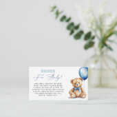 男の赤ちゃんベビーシャワー用青風船のクマ帳 エンクロージャーカード (スタンド正面)