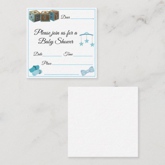 男の赤ちゃんベビーシャワー ノートカード (正面/裏面)