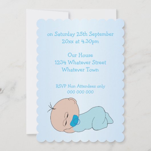 男の赤ちゃんベビーシャワー 招待状 (裏面)