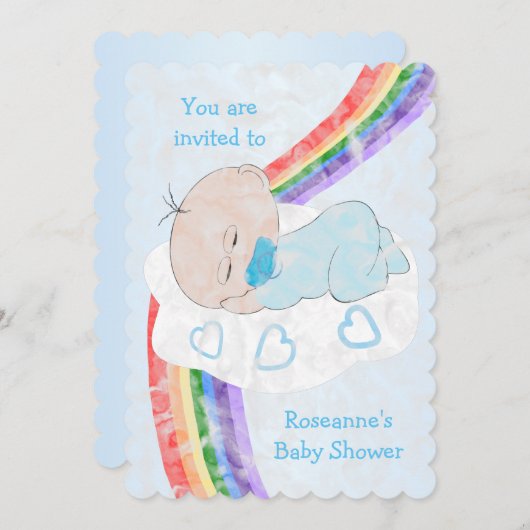 男の赤ちゃんベビーシャワー 招待状 (正面/裏面)