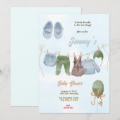 男の赤ちゃんベビーシャワー 招待状 (正面/裏面)