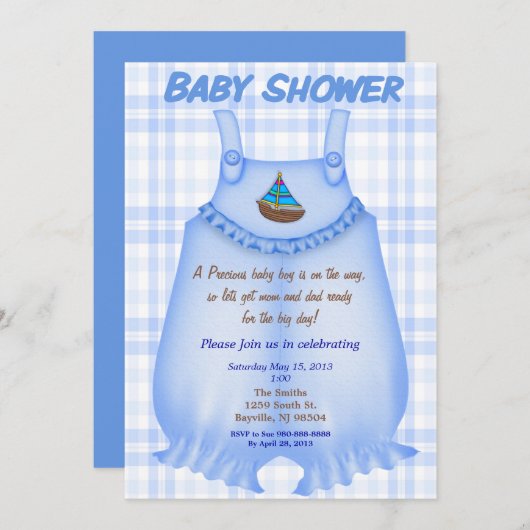 男の赤ちゃんベビー大切シャワー招待状 招待状 (正面/裏面)