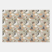 男の赤ちゃんベビー野生動物 ラッピングペーパーシート (正面3)