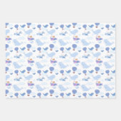 男の赤ちゃんホエールアドベンチャータイル模様 ラッピングペーパーシート (正面3)