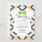 男の赤ちゃんボウタイオンシーとカラフルデザイン 招待状 (正面)