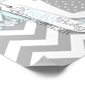 男の赤ちゃんボウタイシェブロンプリントベビーシャワーバナー ポスター (角)