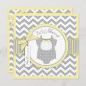 男の赤ちゃんボウタイシェブロンプリントベビーシャワー 招待状 (正面/裏面)