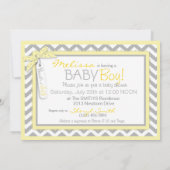 男の赤ちゃんボウタイシェブロンプリントベビーシャワー 招待状 (裏面)