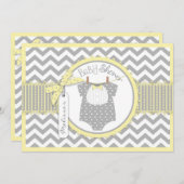 男の赤ちゃんボウタイシェブロンプリントベビーシャワー 招待状 (正面/裏面)