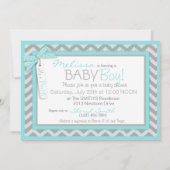 男の赤ちゃんボウタイシェブロンプリントベビーシャワー 招待状 (裏面)