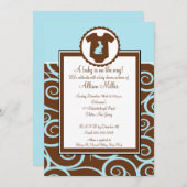 男の赤ちゃんボディースーツ旋回ボーイベビーシャワー招待状 招待状 (正面/裏面)