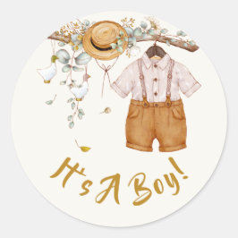 男の赤ちゃんボホつるの服装 ラウンドシール