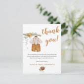 男の赤ちゃんボホサッカー水の色ベビーシャワー サンキューカード (スタンド正面)