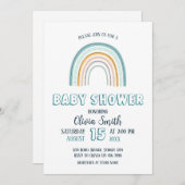 男の赤ちゃんボホレインボーベビーシャワー 招待状 (正面/裏面)