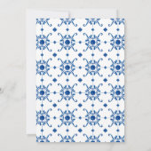 男の赤ちゃんポジターノレモンズブルーパターンベビーシャワー サンキューカード (裏面)