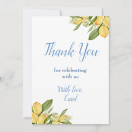 男の赤ちゃんポジターノレモンズブルーパターンベビーシャワー サンキューカード