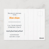 男の赤ちゃんマイナーオレンジベイビーシャワー招待状ポスト ポストカード (裏面)