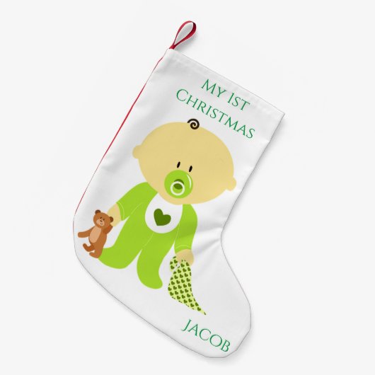 男の赤ちゃんマイファーストクリスマスストッキング スモールクリスマスストッキング (正面 (吊り時))