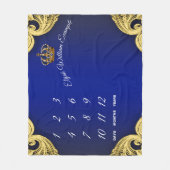 男の赤ちゃんマイルストーンプリンスベビーブランケット フリースブランケット (正面)