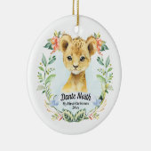 男の赤ちゃんマイ初めてのクリスマスウォーターカラーライオンカブ セラミックオーナメント (右)