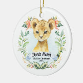 男の赤ちゃんマイ初めてのクリスマスウォーターカラーライオンカブ セラミックオーナメント (左)