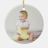 男の赤ちゃんマイ初めてのクリスマスウォーターカラーライオンカブ セラミックオーナメント (裏面)