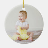 男の赤ちゃんマイ初めてのクリスマス水彩ベビーサル セラミックオーナメント (裏面)