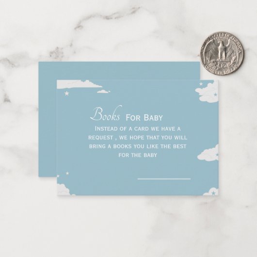 男の赤ちゃんミニマルの赤ちゃんシャワー用の青い本 ノートカード (正面/裏面インサイチュ)