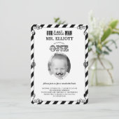 男の赤ちゃんムスタッシュ1st誕生日パーティー写真招待状 招待状 (スタンド正面)