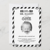 男の赤ちゃんムスタッシュ1st誕生日パーティー写真招待状 招待状 (正面)