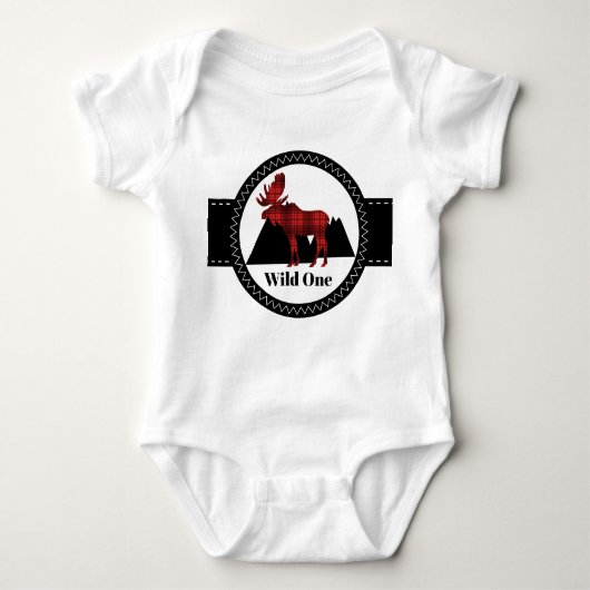 男の赤ちゃんムース野生ワンボディスーツ ベビーボディスーツ (正面)