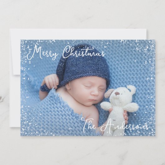 男の赤ちゃんメリークリスマスフォト シーズンカード (正面)