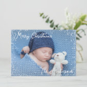 男の赤ちゃんメリークリスマスフォト シーズンカード (スタンド正面)