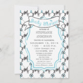 男の赤ちゃんモダンかわいい子羊の模様シャワー 招待状 (正面)