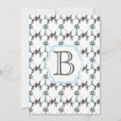 男の赤ちゃんモダンかわいい子羊の模様シャワー 招待状 (裏面)