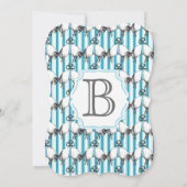 男の赤ちゃんモダンかわいい子羊の模様シャワー 招待状 (裏面)