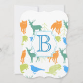 男の赤ちゃんモダンウッドランド生き物シャワー 招待状 (裏面)