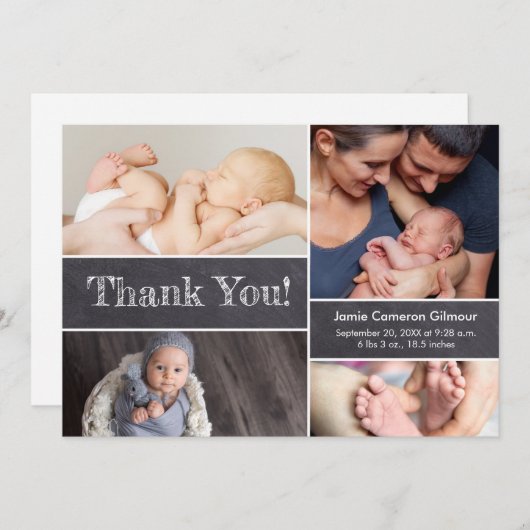 男の赤ちゃんモダンシャルボード誕生ベビーシャワーギフト 案内状 (正面/裏面)