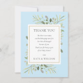 男の赤ちゃんモダンシャワーありがとうあなた詩ブルー サンキューカード (正面)