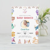 男の赤ちゃんモダンシャワーの招待 シーズンカード (スタンド正面)
