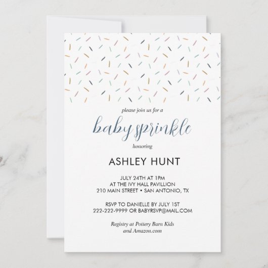 男の赤ちゃんモダンスプリンクルグレーブルー招待状 招待状 (正面)